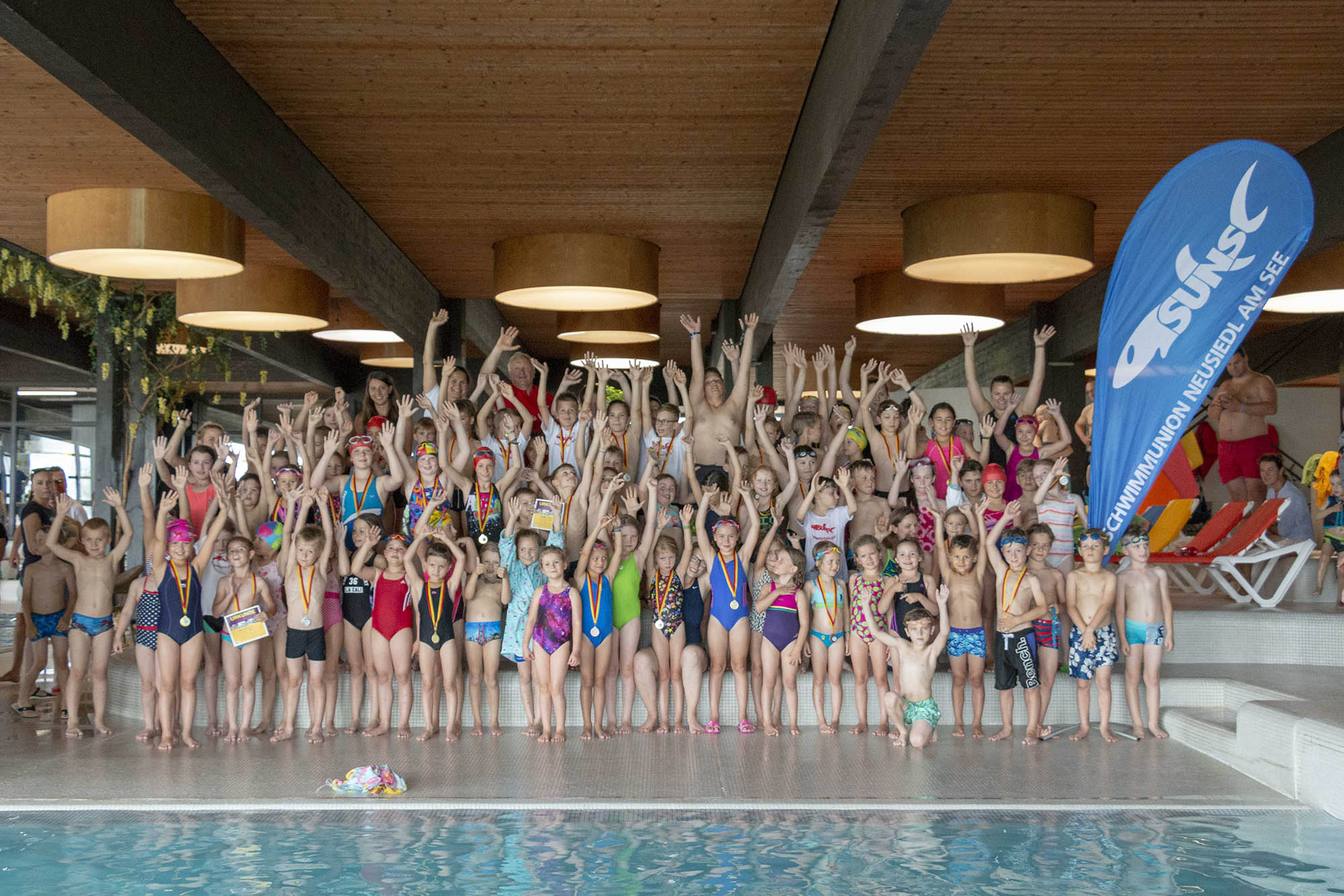 Gruppenfoto beim 11. Pfingstschwimmen der Schwimmunion Neusiedl am See
